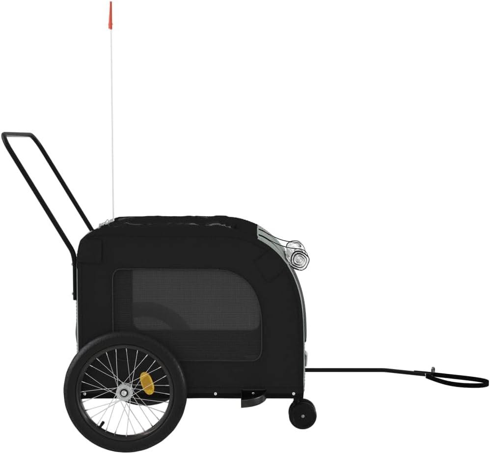 Tidyard Pet Bike Trailer Black and Gray Oxford Fabric and Iron Pet Bicycle Carrier, Animal Bike Stroller for Cat, Puppy, Dog, Outdoor, Travel