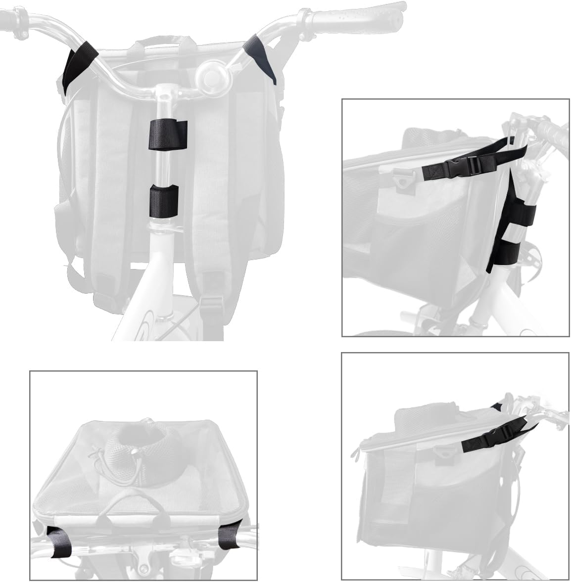 Pet Carrier Bicycle Basket Bag Pet Carrier/Booster Backpack for Dogs and Cats with Big Side Pockets,Comfy & Padded Shoulder Strap,Travel with Your Pet Safety(Titanium)