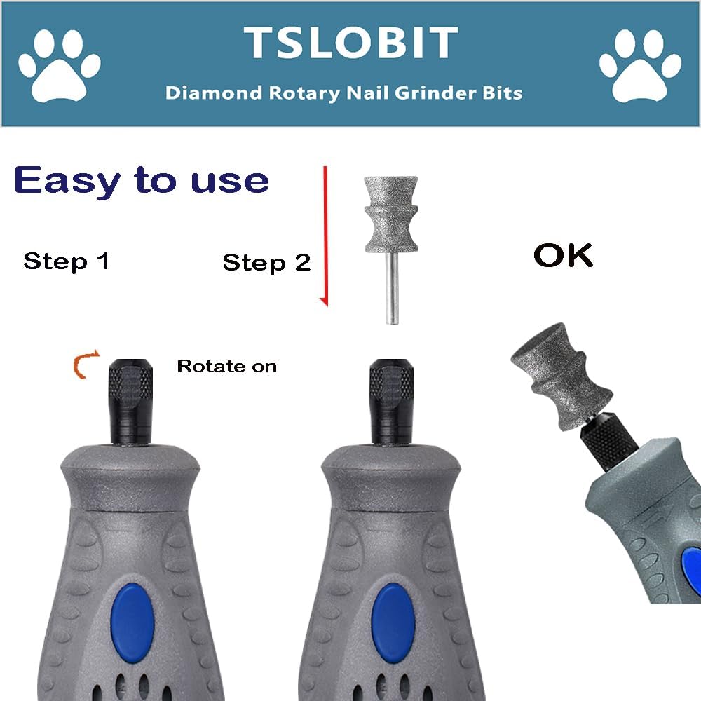 Diamond Dremel Dog Nail Grinder Attachment,1/8'' Pet Nail Grinder Wheel for Dremel Dog Nail Grinder, Diamond Rotory Bit for Dogs&Pets Nail Care,2-Pack(Large V)