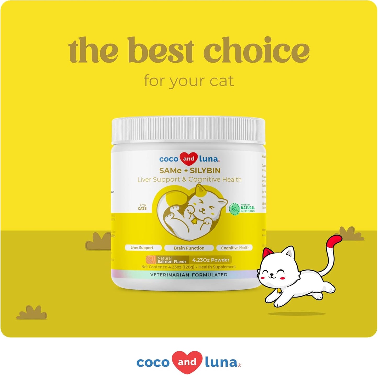Same and Silybin for Cats - S-Adenosyl-L-Methionine - 120g Powder - Liver Supplement - Promotes Cognitive and Liver Support
