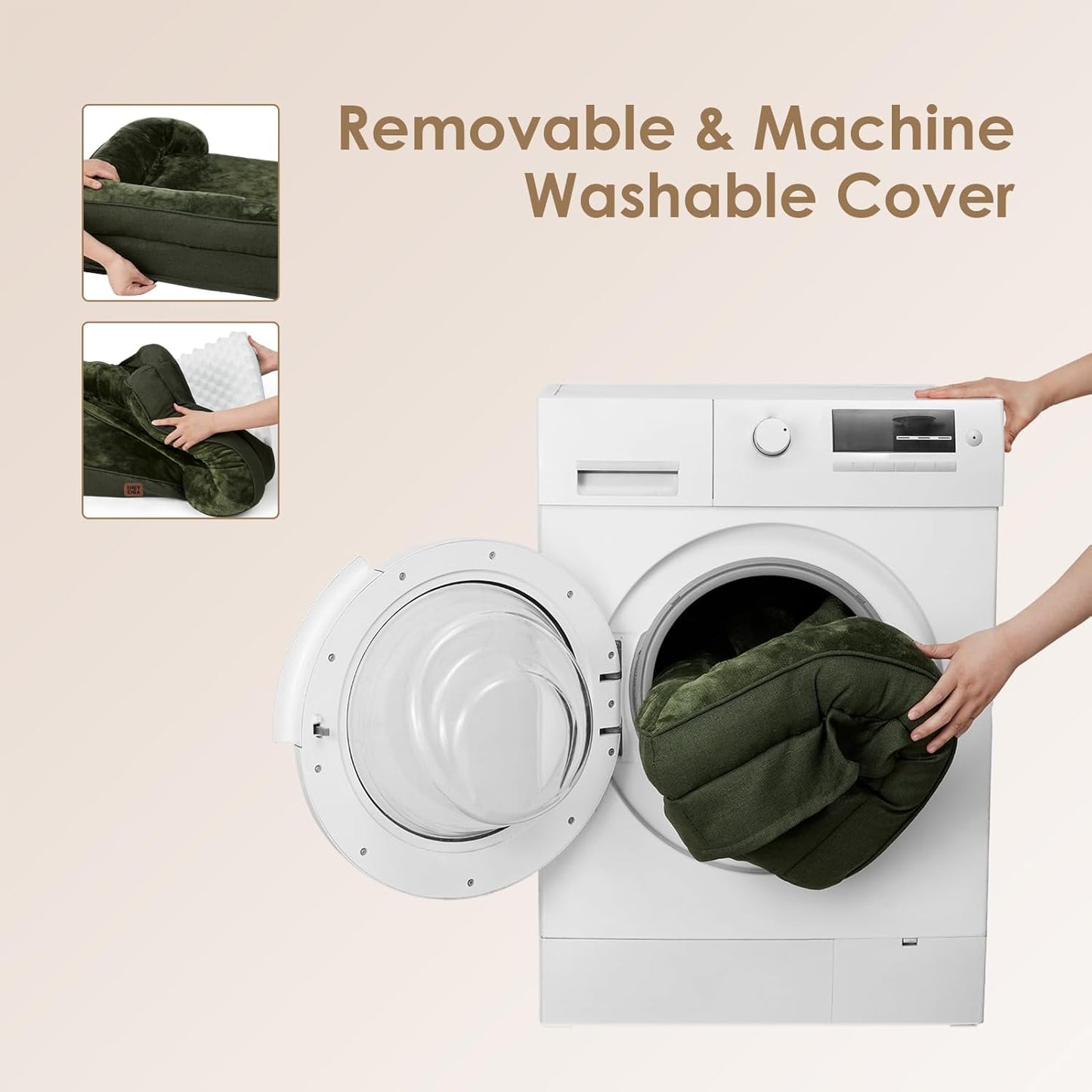 EHEYCIGA Orthopedic XL Dog Beds, Waterproof Memory Foam Dog Bed for Extra Large Dogs, Non-Slip Bottom and Egg-Crate Foam Big Pet Couch Bed with Washable Removable Cover, Dark Green