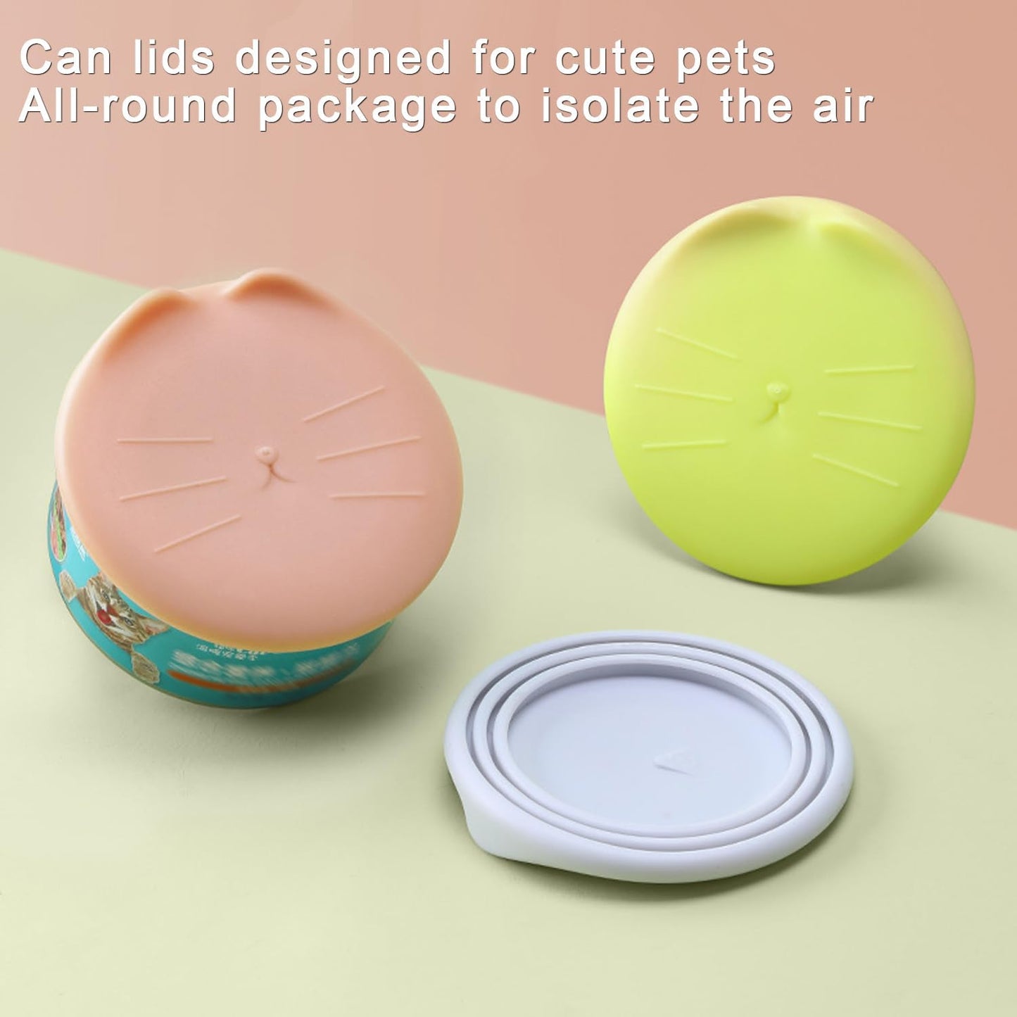 6 Pcs Pet Food Can Supplies Set, 3 Pcs Silicone Dog Cat Food Can Covers Lids and 3 Pcs Cat Food Mix Spoons, Dishwasher Safe