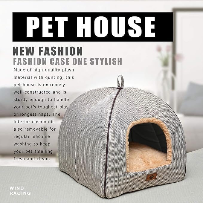 Cat Bed for Indoor Cats - Cat Cave Beds Cat House Cat Tent with Removable Washable Cushioned Pillow, Soft Kitten beds,Cat Beds & Furniture, for Small and Medium Pet Bed