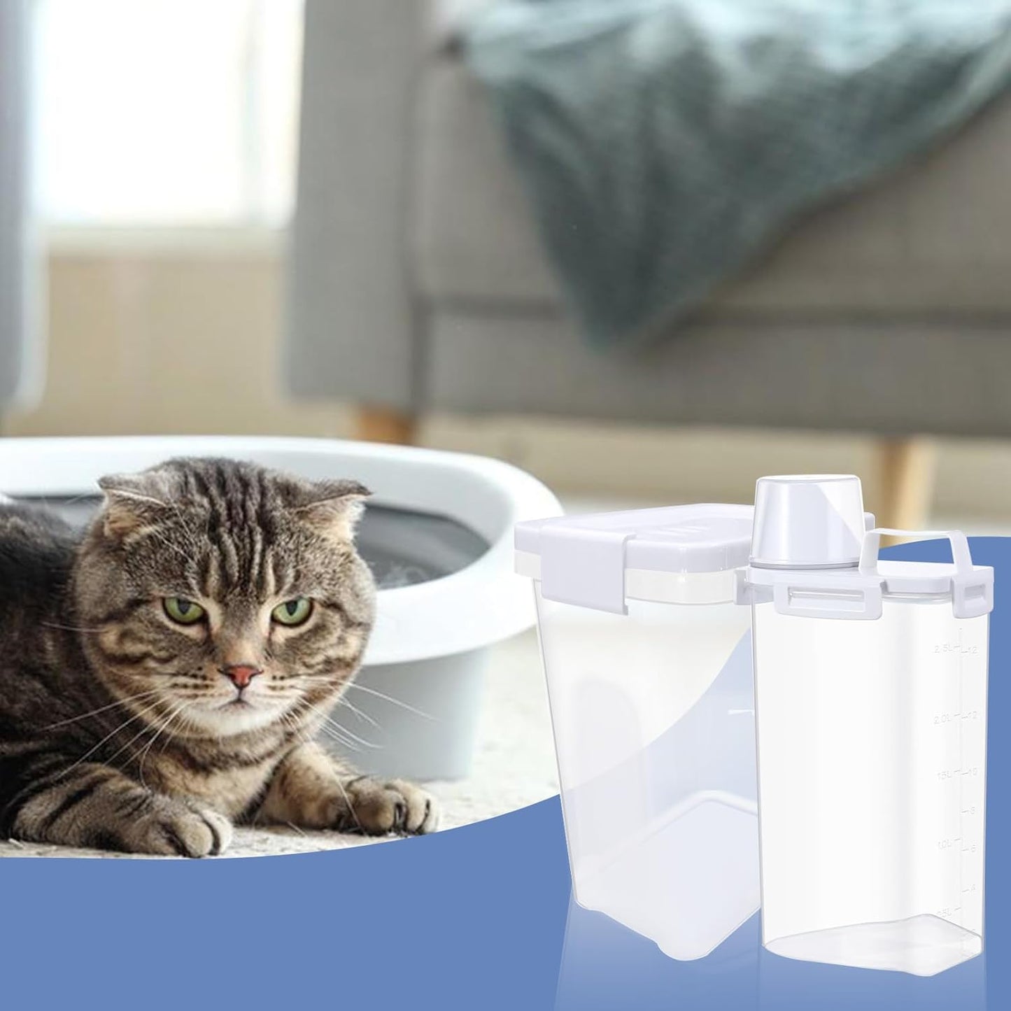 2 Pcs Cat Litter Storage Container with Airtight Lid Cat Litter Storage Bin with Spout Sealable Heavy Duty Bucket
