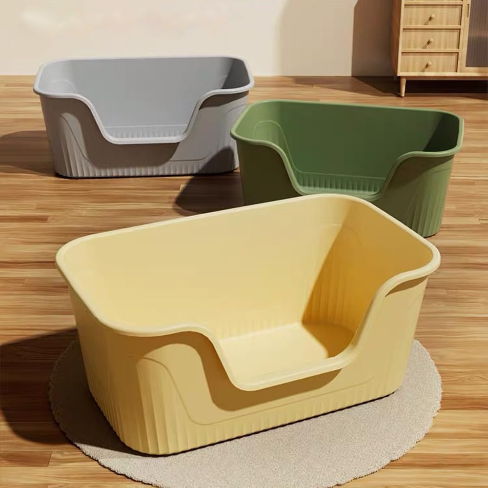 Vealind Extra Large Litter Boxes for Big Cats 31''×21''×16'', XXL Litter Boxes for Big Cats or Multiple Cats, Jumbo High Sided Litter Pan, Leak-Proof & Anti-Splashing, Easy Clean & Durable (Yellow)