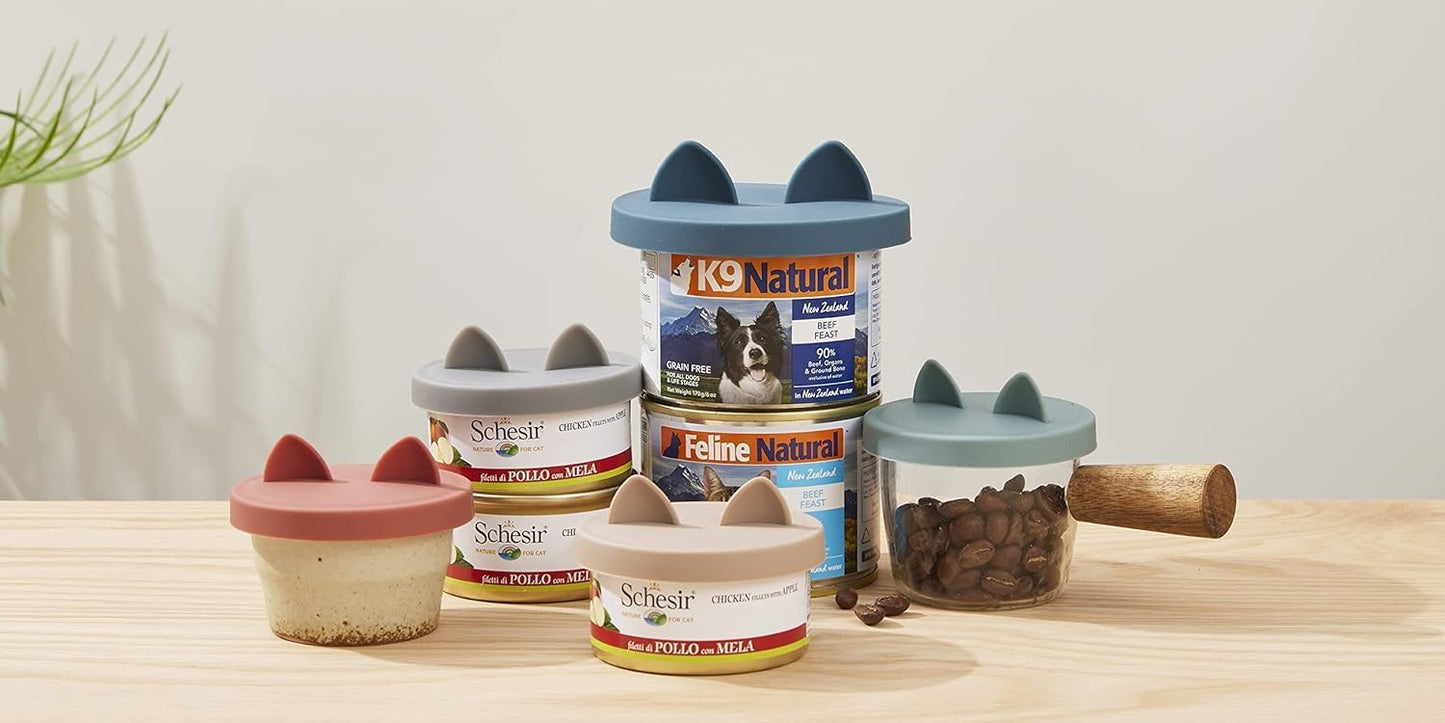 OHMO 2 Pack Cat Food Can Lids, Small Size (3 oz) Silicone Pet Food Can Lids Covers for 3 oz Cat Food Cans, Camo Green