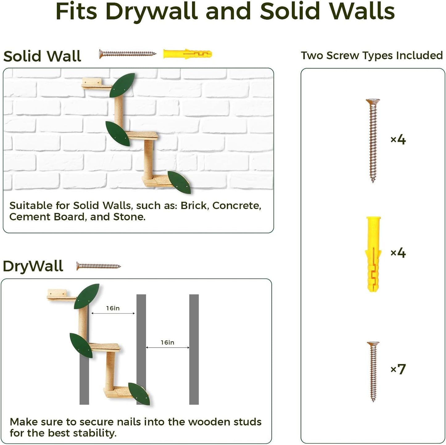 Meowoou Cat Wall Shelves Cat Scratching Post Wall Mounted Perch, 3 in 1 Cat Stairs Wall Tree Jungle Platform Supplies Suit for Cats Climb Play Scratch Nap