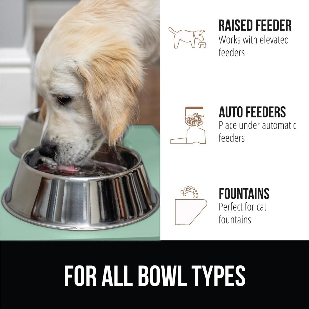 GORILLA GRIP 100% Waterproof Raised Edge BPA Free Silicone Pet Feeding Mat, Dog Cat Food Mats Contain Spills Protects Floors, Placemats for Cats and Dogs Water Bowl, Pets Accessories 23x15 Mint