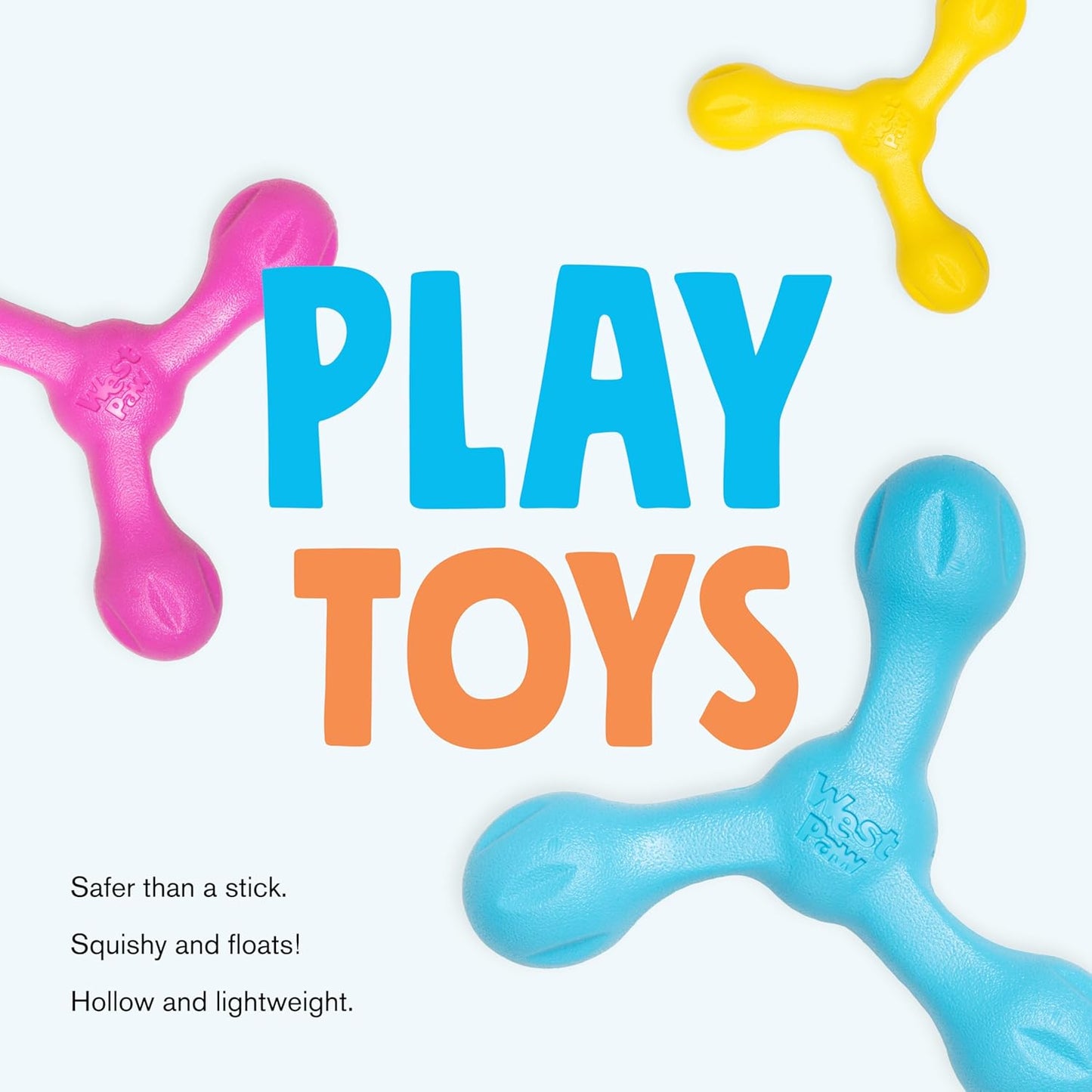 WEST PAW Zogoflex Air Skamp Tug-of-War Stick Dog Chew Toy – Hollow, Squishy Interactive Toy for Dogs, Puppies – for Chewing, Catch, Carry, Fetch, Dishwasher Safe, Latex-Free, Large 8.5", Aqua Blue