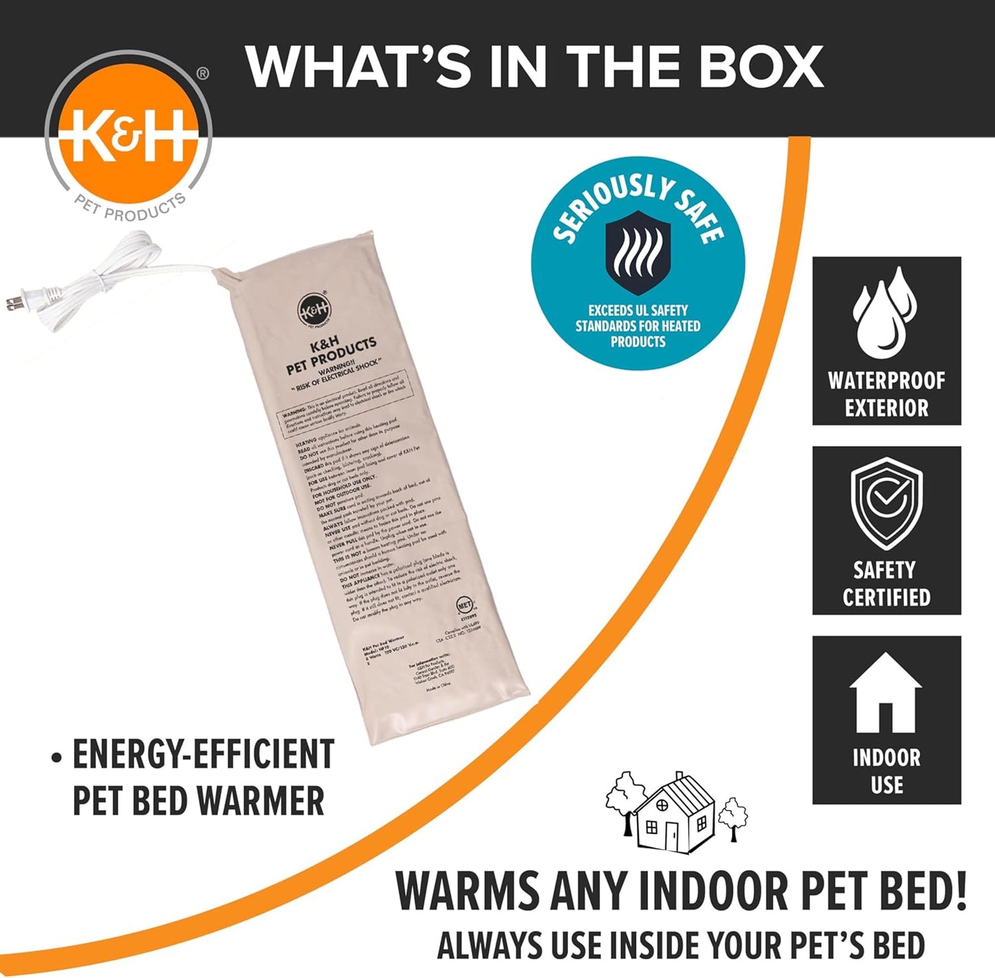 K&H Pet Products Pet Bed Warmer, Turn Any Pet Bed Into a Heated Cat or Dog Bed, Waterproof Indoor Heated Warming Pad Insert, Automatic Temperature, Safety Listed - Medium 20 X 5.5in Tan