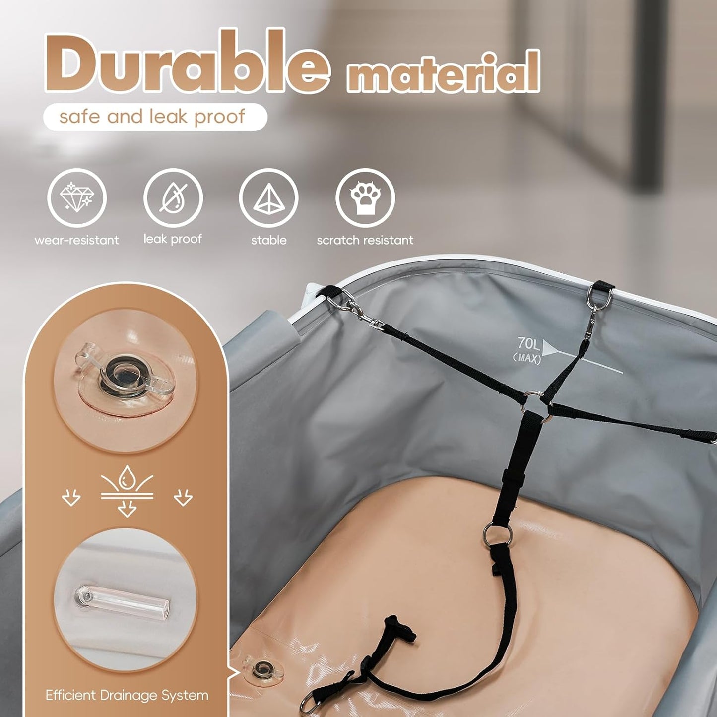 Portable Dog Bathtub, Elevatable Dog Washing Station for Bathing Shower and Grooming, Collapsible Dog Bath Tub for Small/Medium/Large Dogs, Cats & Other Pet (Puppy Bathtub)