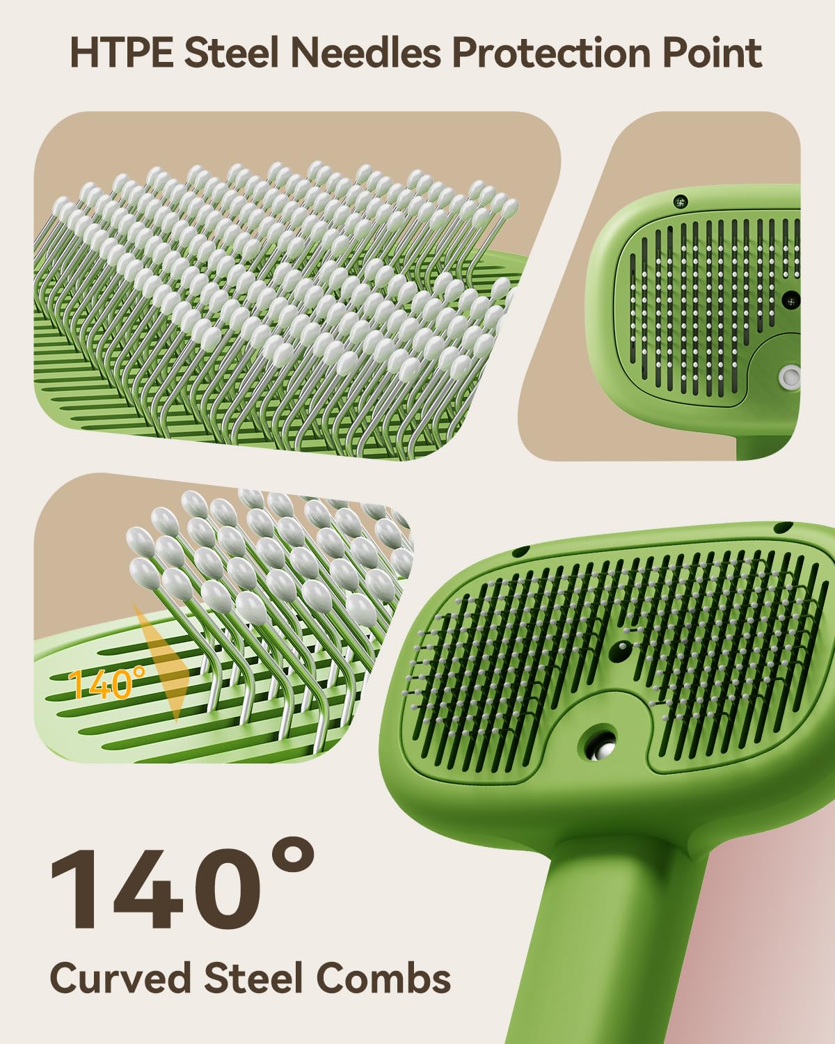 ROJECO 3-in-1 Pet Steam Brush for Cats&Dogs - Detangling Comb with Adjustable Mist, Handheld Deshedding Grooming Tool for Long/Short Hair, Massage Brush & Shedding Control Gift,Cordless (Green)