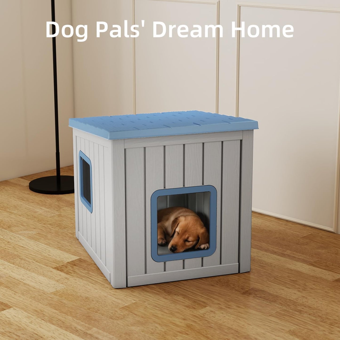 Dog House Small Dog Houses Outdoor with Sloped Roof Waterproof Ventilated Design Easy to Clean Elevated Floor Easy Assembly for Middle Sized Dogs