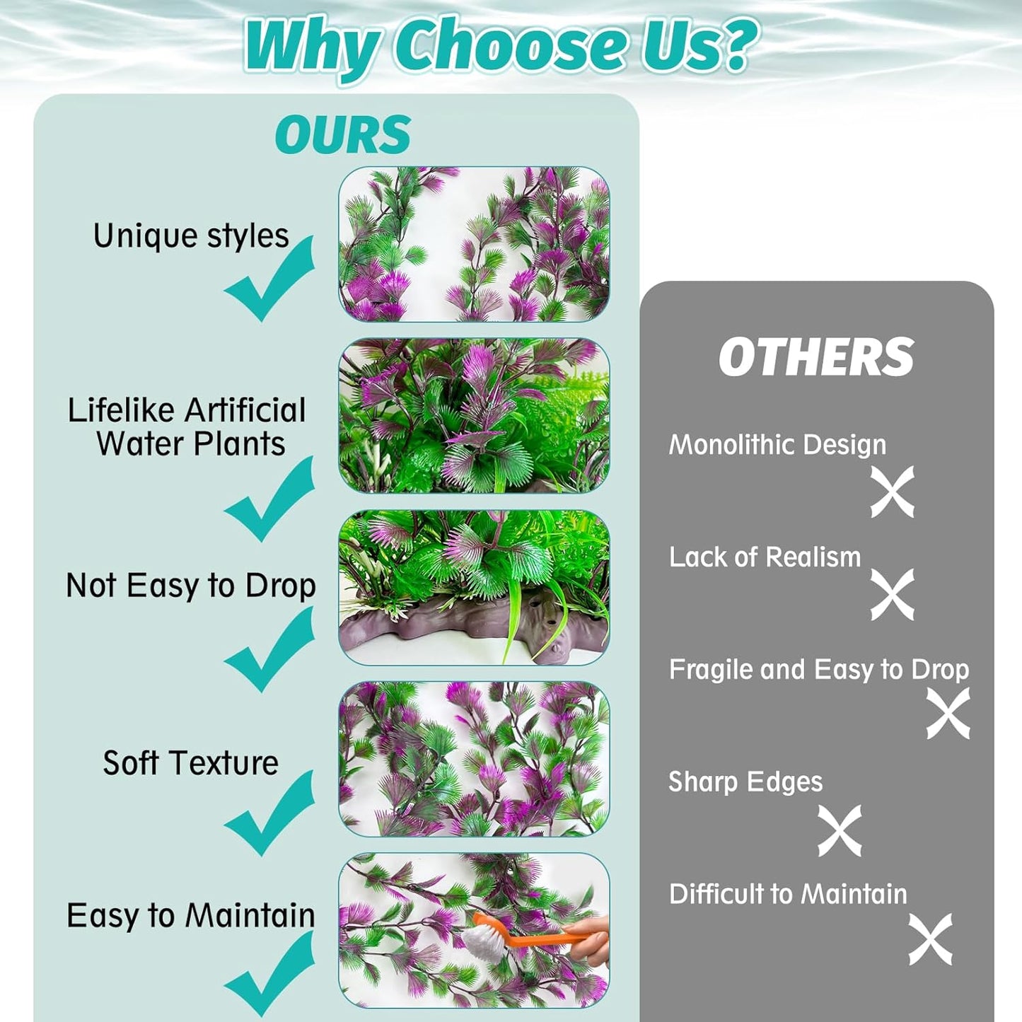 Hamiledyi Aquarium Plastic Plants Aquarium Decor Artificial Fish Tank Plants,Tall Fish Tank Decorations, Extra Large Aquarium Plant 20.4-inch Tall,1PCS