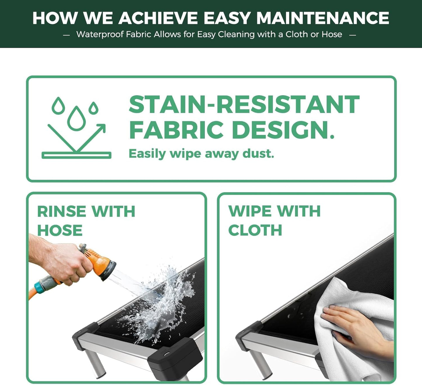 FXW TitanNest Chew-Proof Elevated Dog Bed, Raised Cot for Indoor/Outdoor/Camping Use, Durable & Washable Padded Pet Bed for Toy Dogs, 23.0" L x 17.0" W x 4.5" H, Black