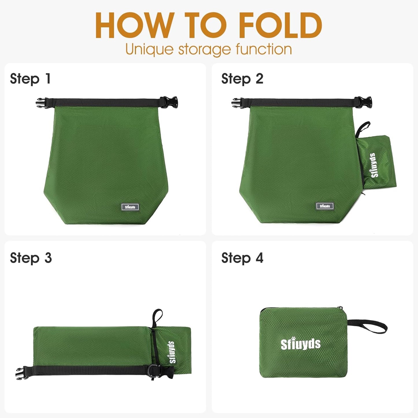 Dog Food Travel Bag,Pet Food Container 20 lb w/2PCS Collapsible Dog Travel Bowls and Zipper Side Pocket(Green, Large)