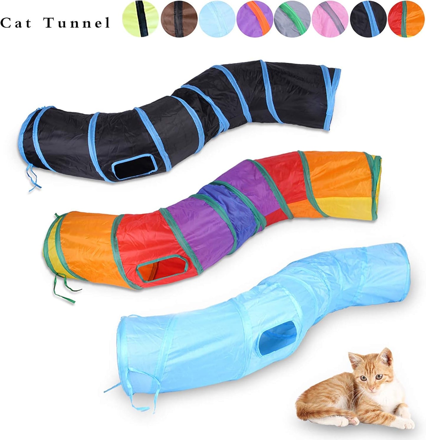 iCAGY Cat Tunnel for Indoor Cats Interactive, Rabbit Tunnel Toys, Pet Toys Play Tunnels for Cats Kittens Rabbits Puppies Crinkle Pop Up Yellow 47" Shape S