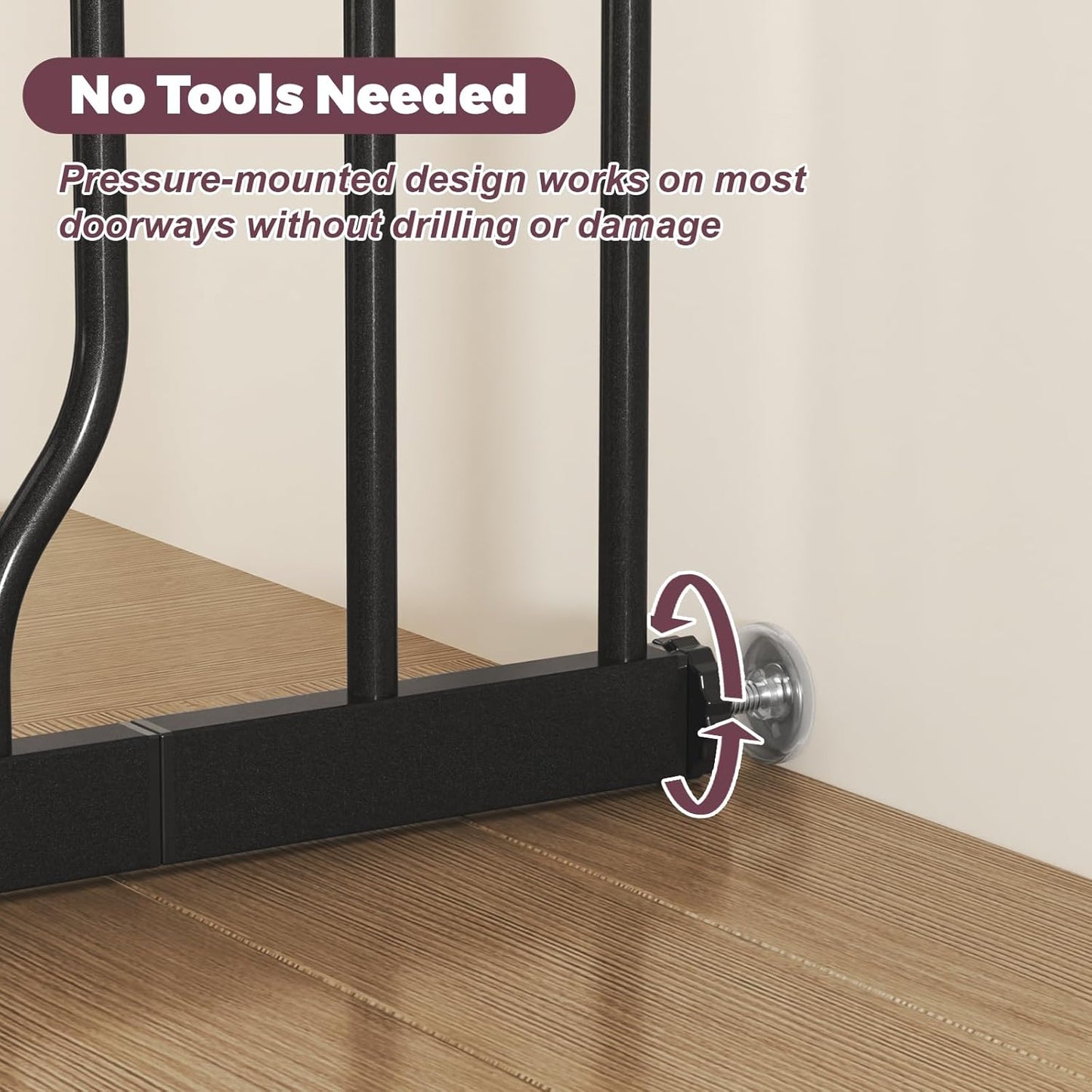 34" Extra Tall Baby Gate for Stairs, Auto Close Stroller Friendly Dog Gate Indoor for Doorways, Pressure Mounted 29"-40" W Baby Gate, Easy Walk Through Gate for Children & Pets, Black