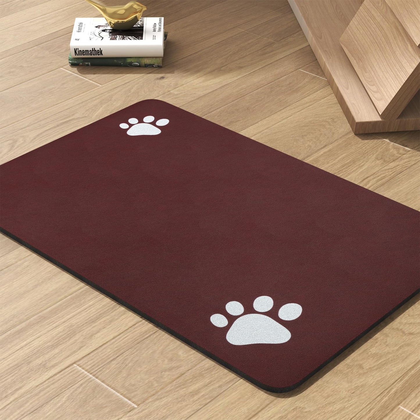 Pet Feeding Mat-Absorbent Dog Mat for Food and Water Bowl-No Stains Quick Dry Water Dispenser Mat-Dog Accessories Pet Supplies-Bowl for Messy Drinkers(RED,17"x28"