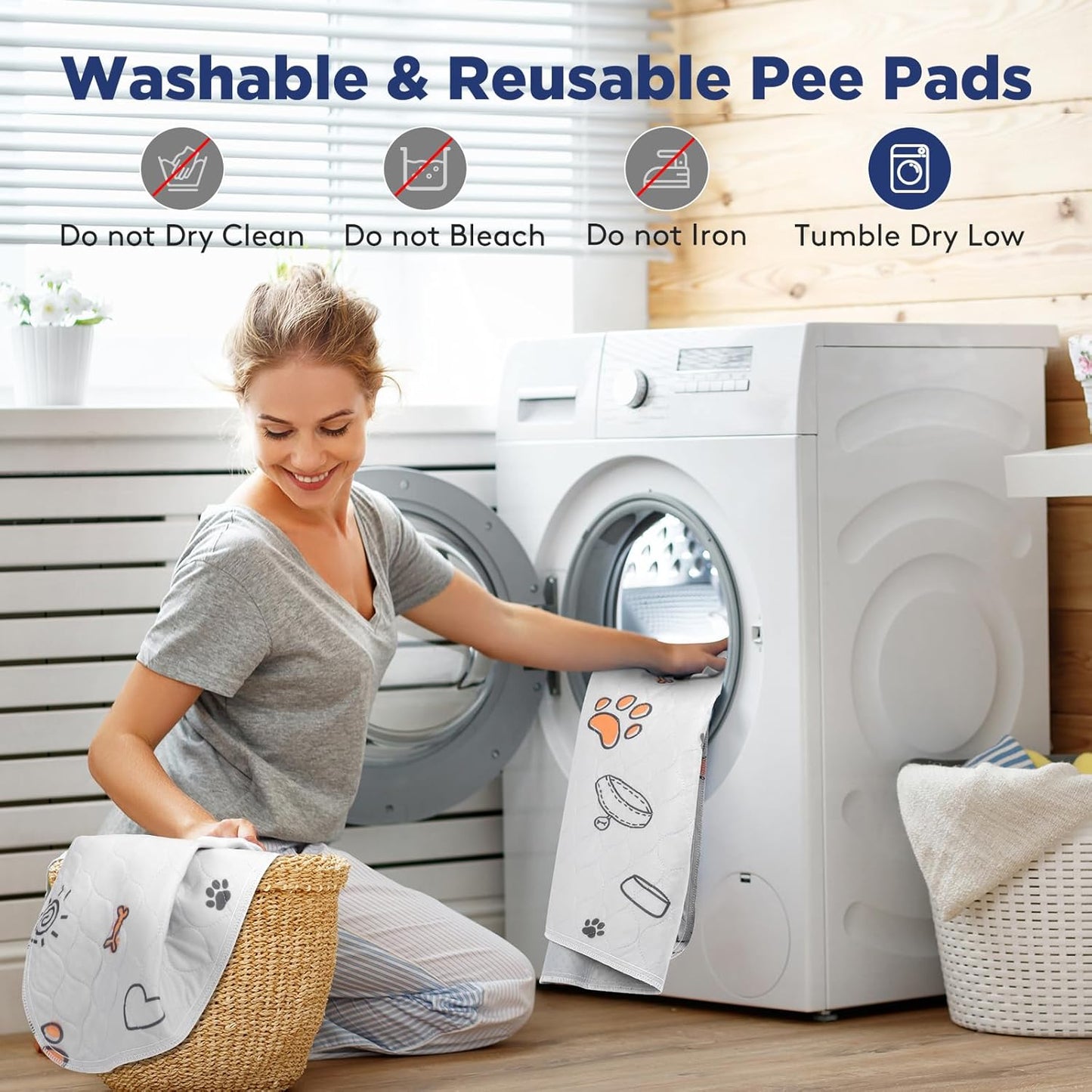 Washable Pee Pads for Dogs, 2 Pack Small 18"x24" Super Absorbent Reusable Puppy Pads Pet Training Pads, 100% Waterproof Non-Slip Puppy Pee Pads Whelping Dog Playpen Crate Potty Pads Puppy Essentials