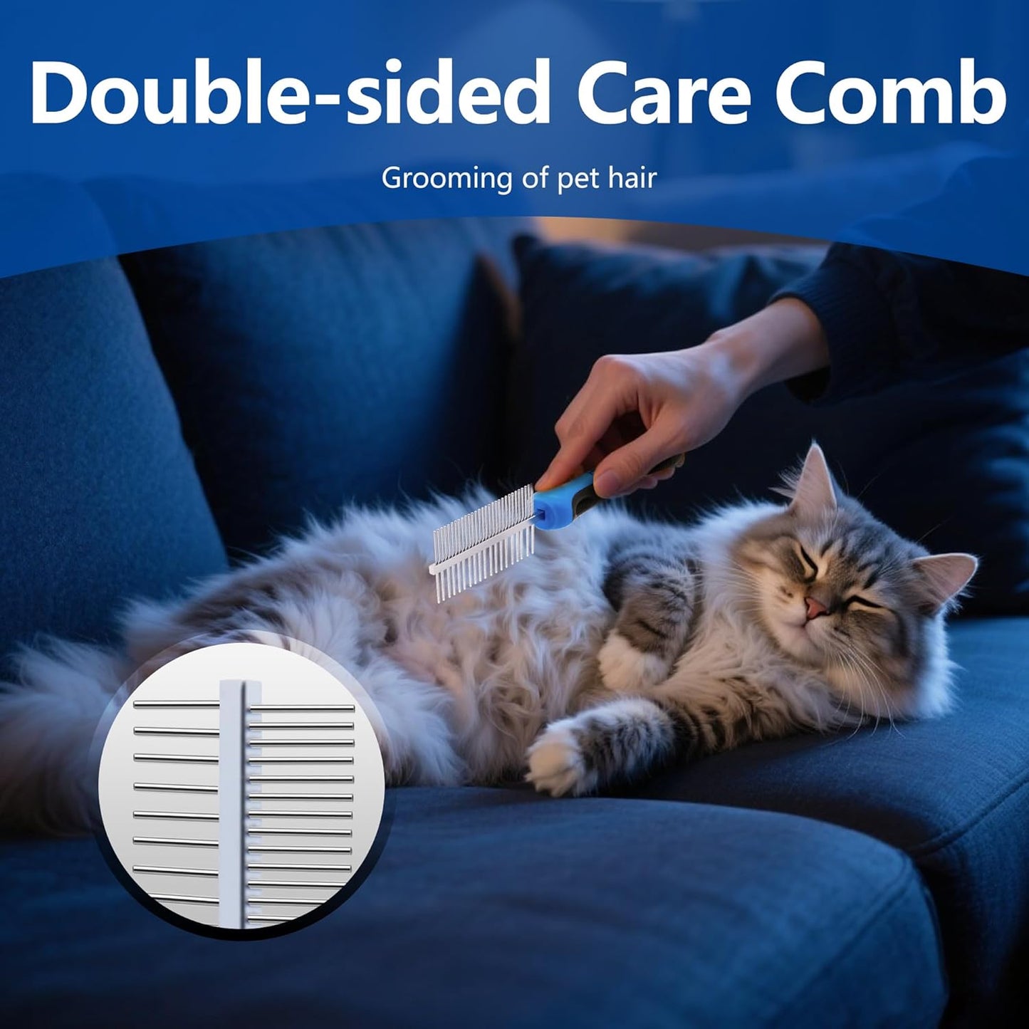 2-in-1 Shedding Brush and Detangling Comb Combo,Small Dog Stripping Brush, Dog and Cat Grooming Comb, 17 Stainless Steel Teeth Remove Tangled Hair, Pet Grooming Tools-Small