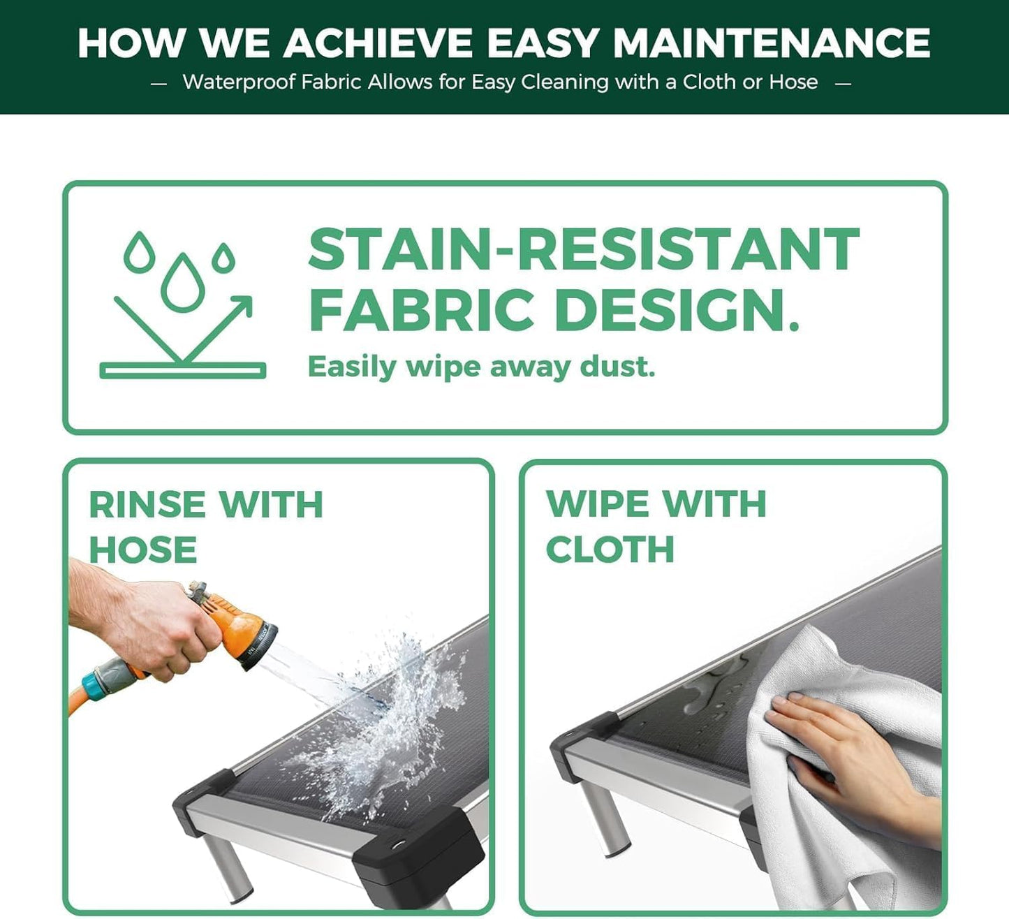 FXW TitanNest Chew-Proof Elevated Dog Bed, Raised Cot for Indoor/Outdoor/Camping Use, Durable & Washable Padded Pet Bed for Toy Dogs, 23.0" L x 17.0" W x 4.5" H, Gray