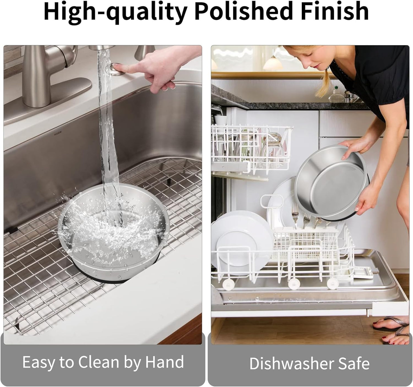 Taglory 4 Cup Stainless Steel Dog Bowls Set of 2 for Food and Water, Silicone Base Anti-Slip, Rust Resistant, Extra Thick Metal Bowls for Small Dogs, 30oz, Black