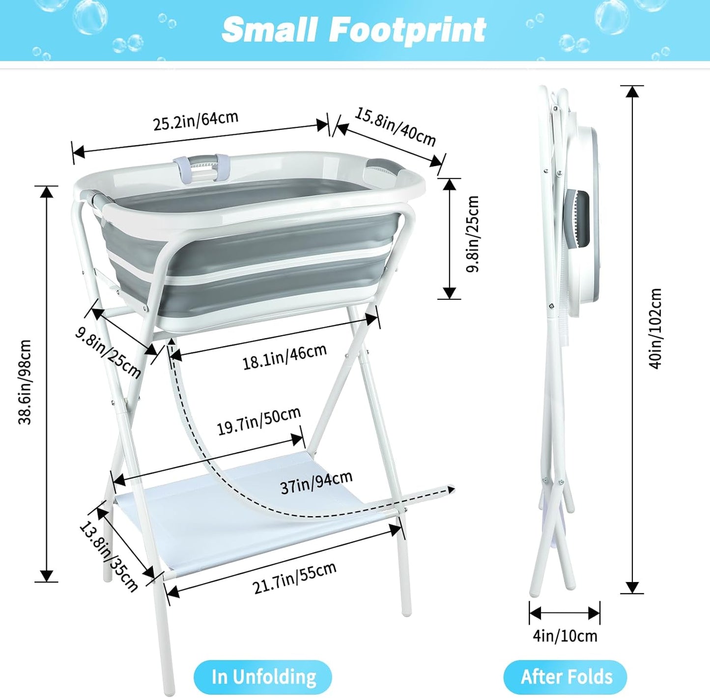 FHTONGE Elevated Dog Bathtub Grooming Station with Drain Adjustable Collar, 2 in 1 Collapsible Dogs Beautify Bathtub Portable Pet Washing Station, Pet Tub for Small Medium Dog Cat Shower Hairdressing