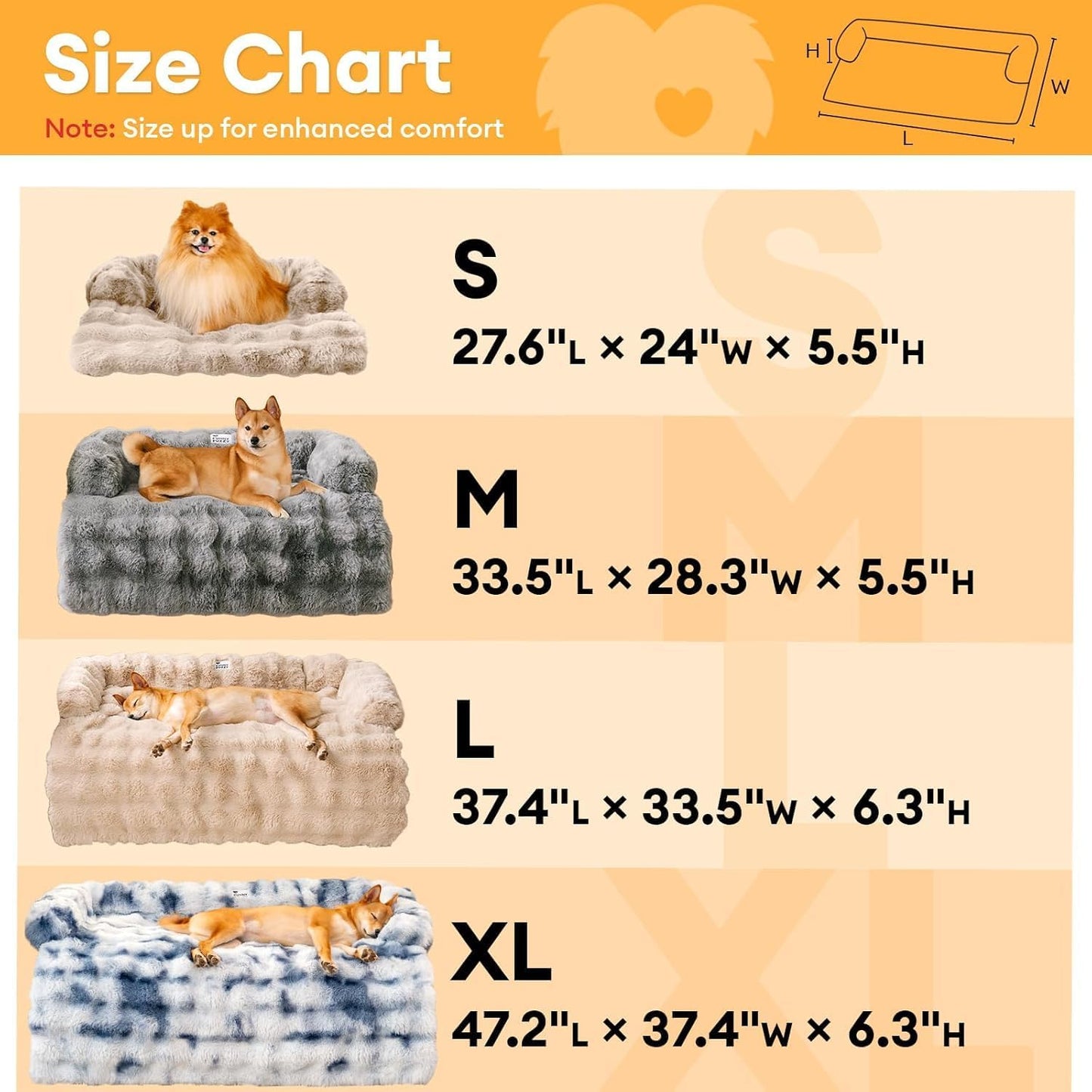 FUNNY FUZZY Pet Fluffy Plush Calming Dog Couch Bed Sofa Protector Washable Pets Mat for Large Medium Small Dogs and Cats (Coffee,47.24 × 37.4 × 6.3 in)