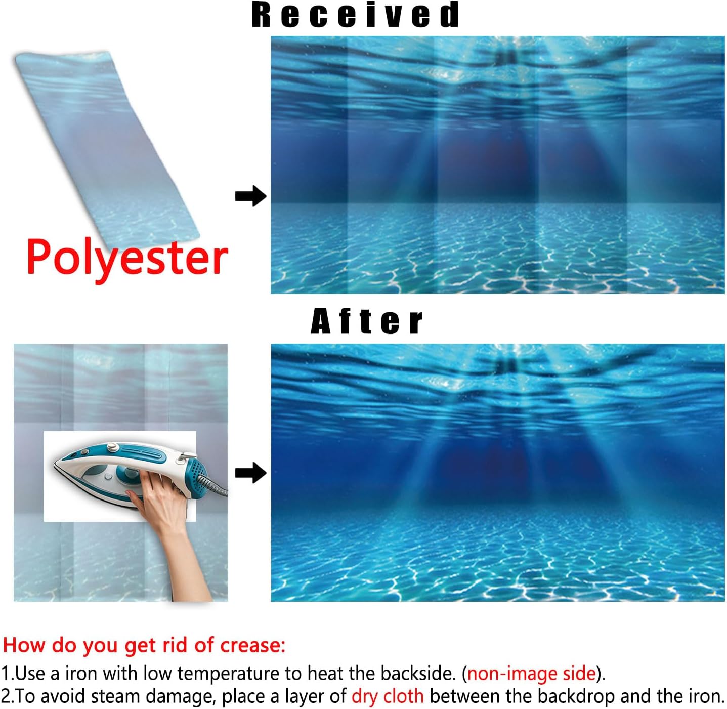 Natural Undersea Aquarium Background, Underwater Ocean Sunlight Fish Tank Background 24X12IN with 8 EVA Double-Sided Tape