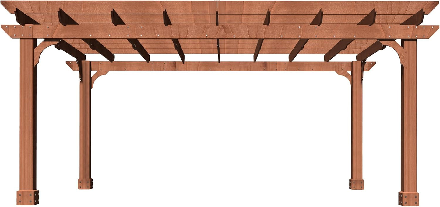 MUPATER 12x14 FT Wooden Pergola, Cedar Pergola Kit with Roof, Outdoor Garden Shelter for Backyard, Deck, Lawn, Pool, Natural