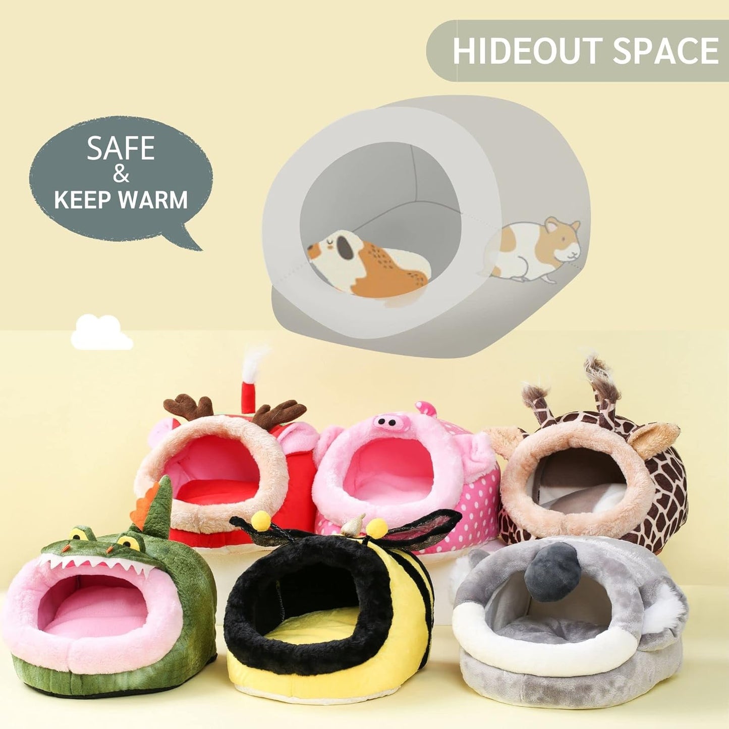JanYoo Animal Bed Guinea Pig Accessories Cage Habitat Toy Hideout House Washable