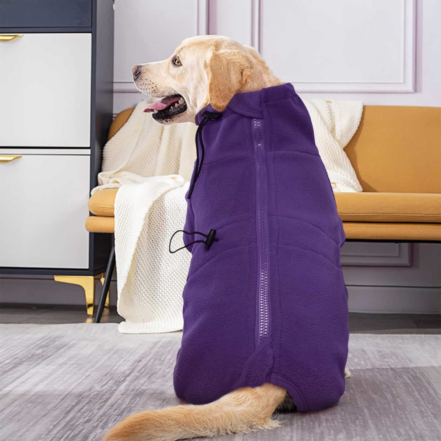 ROZKITCH Purple Dog Coat Pajamas, Pet Windproof Warm Cold Weather Jacket Vest Cozy Jumpsuit Apparel Outfit Clothes for Small Medium Large Dog Walking Sleep Purple 3XL