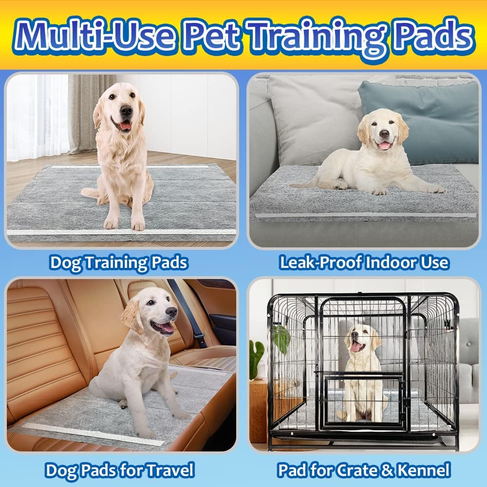 Charcoal Puppy Pads Extra Large, Activated Dog Pee Pads, X-Large Odorless Potty for Dogs 28''x34'', 80 Count XL Disposable Pet Training Housebreaking, Black, 28''x34'' 80ct