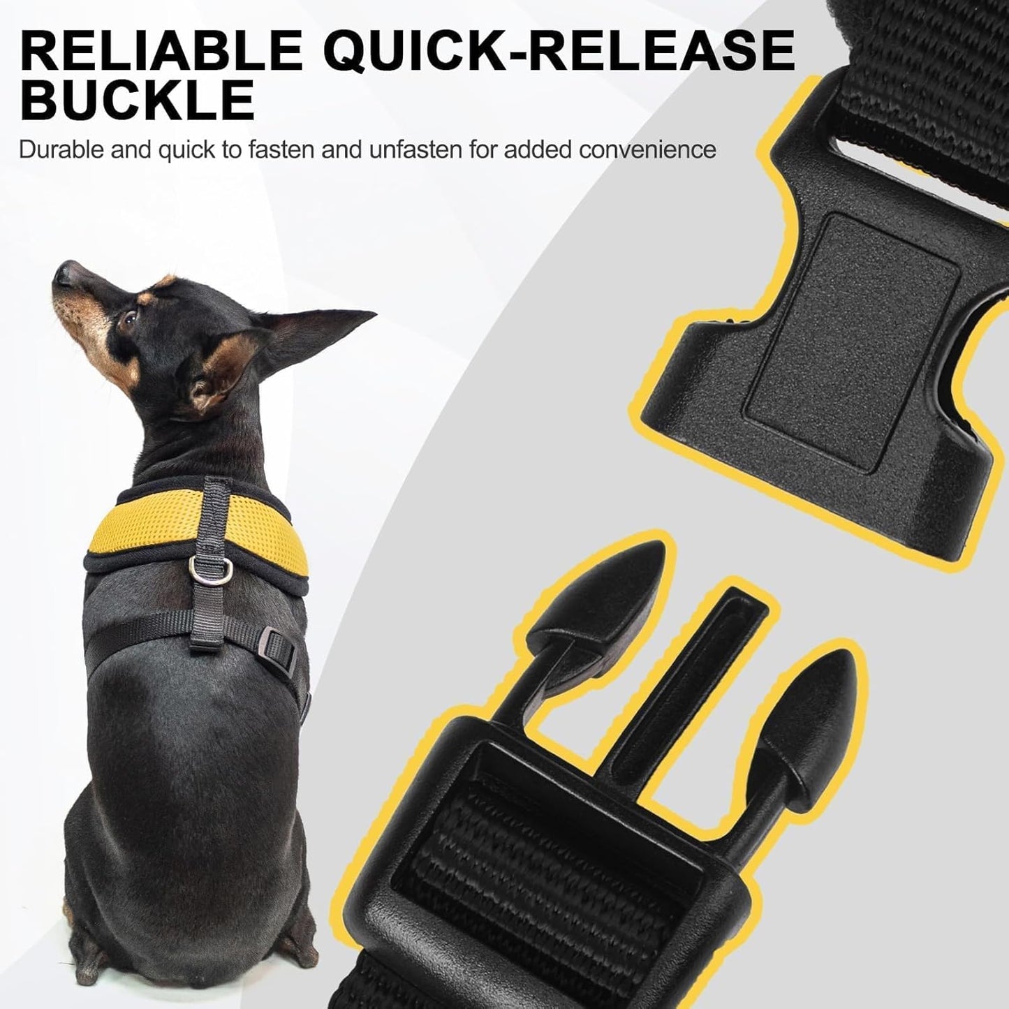 BINGPET No Pull Dog Harness,Soft Mesh Breathable All Weather Vest Harness,Safety Protection Design Durable Adjustable Step-in Easy Walk Dog Harness for Small Medium Large Dogs(Yellow,S)