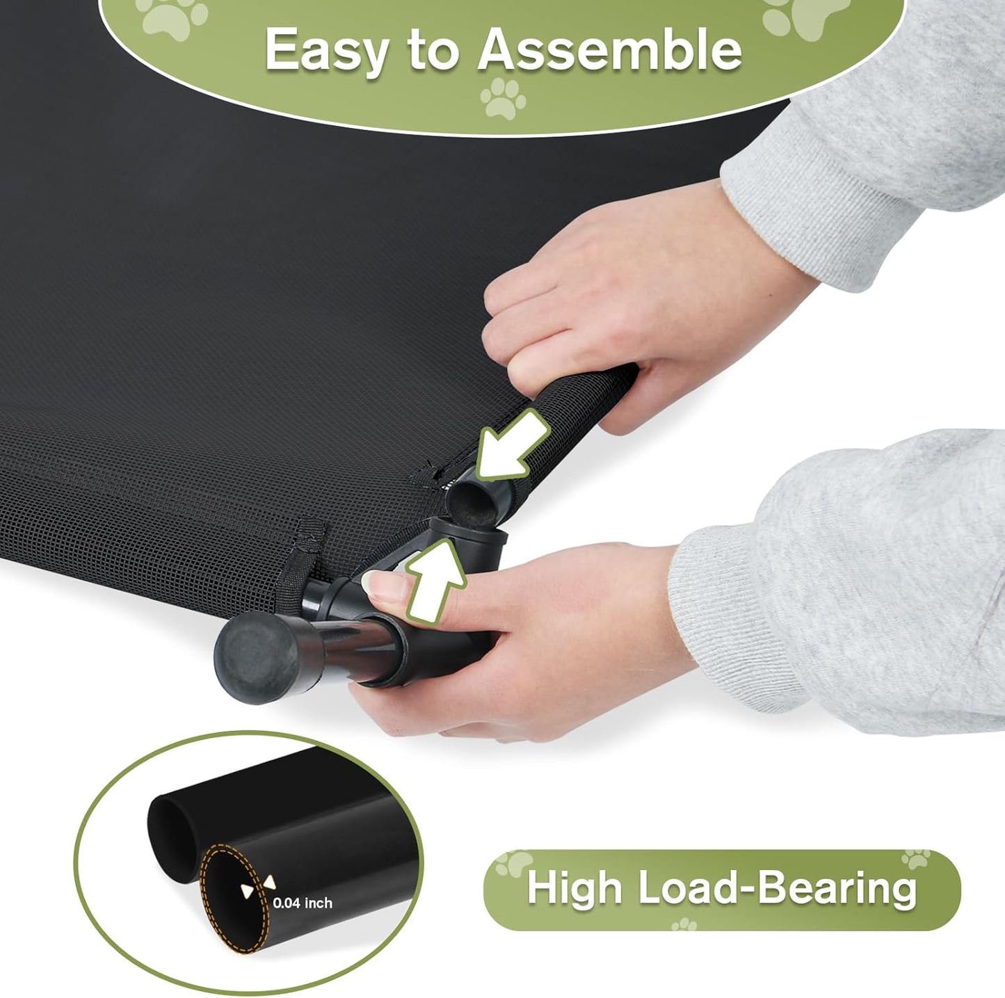 Small Elevated Dog Bed 22 Inch - Puppy Cooling Cot with Removable Washable Breathable Mesh, Raised Dog Cots Beds for Indoor and Outdoor, Black