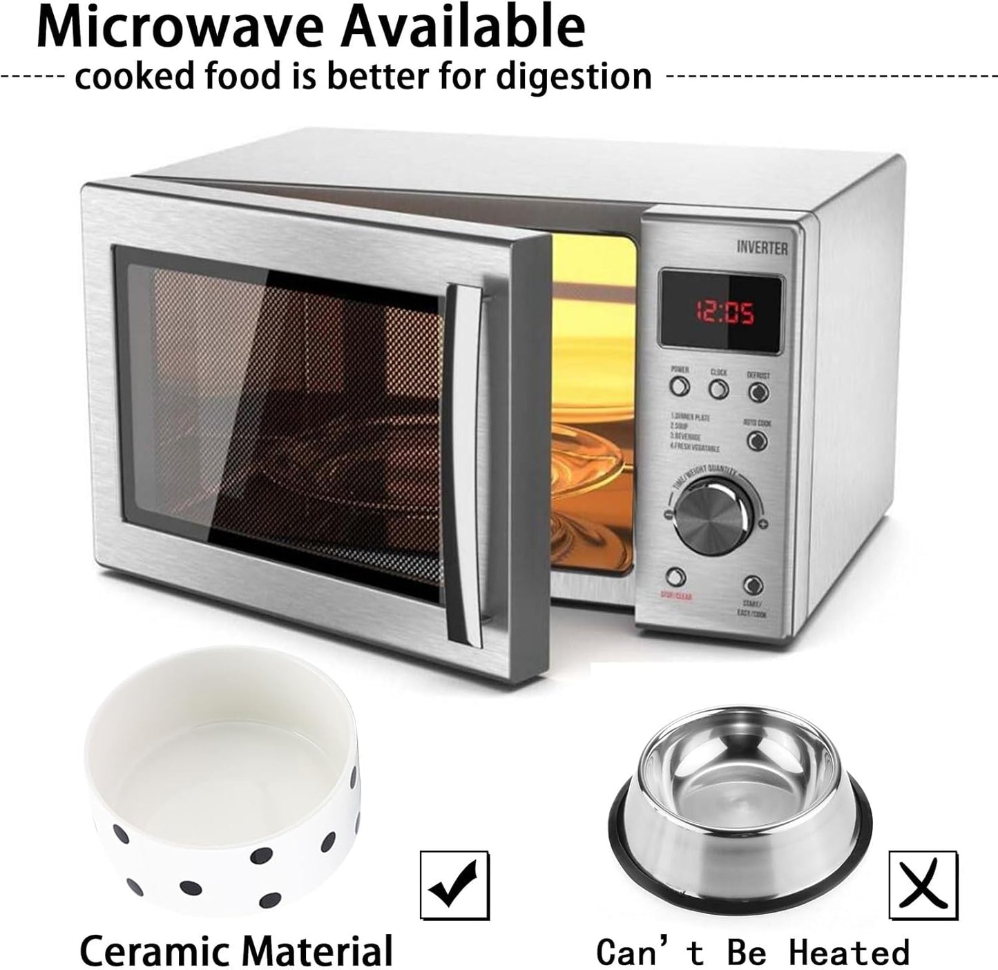 Petygooing Elevated/Raised Ceramic Dog Bowl for Small Breeds, Dog Food Water Dish with Stand,Pet Feeding Bowl with Anti Slip Rubber for Cats and Small Dogs Puppy 13.5 OZ (5.1In / 1.7 Cups) Black Dot