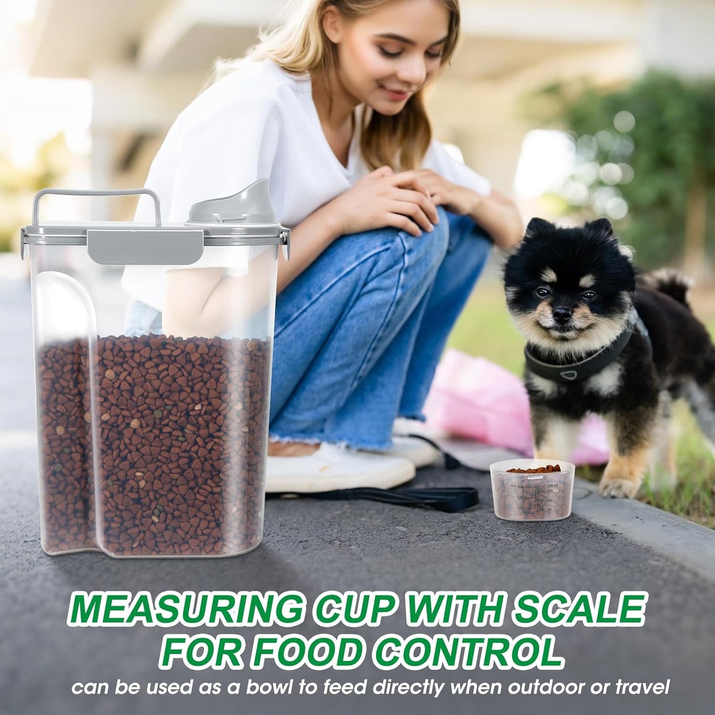 TBMax Dog Cat Food Storage Containers 2 Pack 10 Lbs to 14 Lbs Airtight Pet Food Container Dispenser Bird Seed Container with Large Spout & Portable Handle, Travel Dog Treat Cat Food Storage Bin