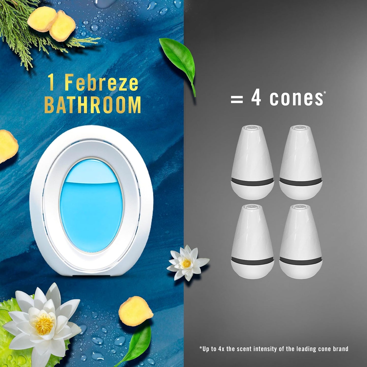 Febreze Bathroom Air Freshener, Odor-Fighting, Plug In Alternative, Air Fresheners for Home and Bathroom and Kitchen, Closet Air Fresheners, Ocean Scent, 4 Count
