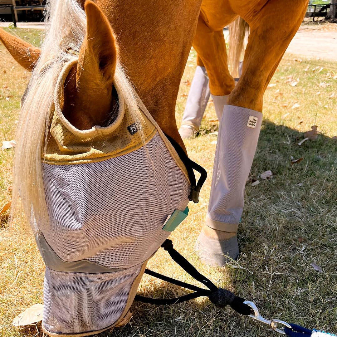 Fly Masks for Horses, 70% Uv-Block, Breathable Fly Mask for Equines, Durable, Comfortable Fit for All-Day Protection, Horse Size (Horse Fly Mask, with Nose)