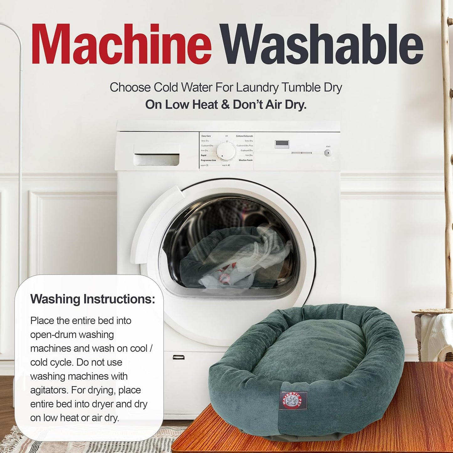 Majestic Pet Villa 24 Inch Shredded Memory Foam Dog Bed for Small Sized Dogs 24x19x7 Inch–Orthopedic Dog Bed - Durable Pet Bed - Washable Small Pet Bed with Head Support-Azure