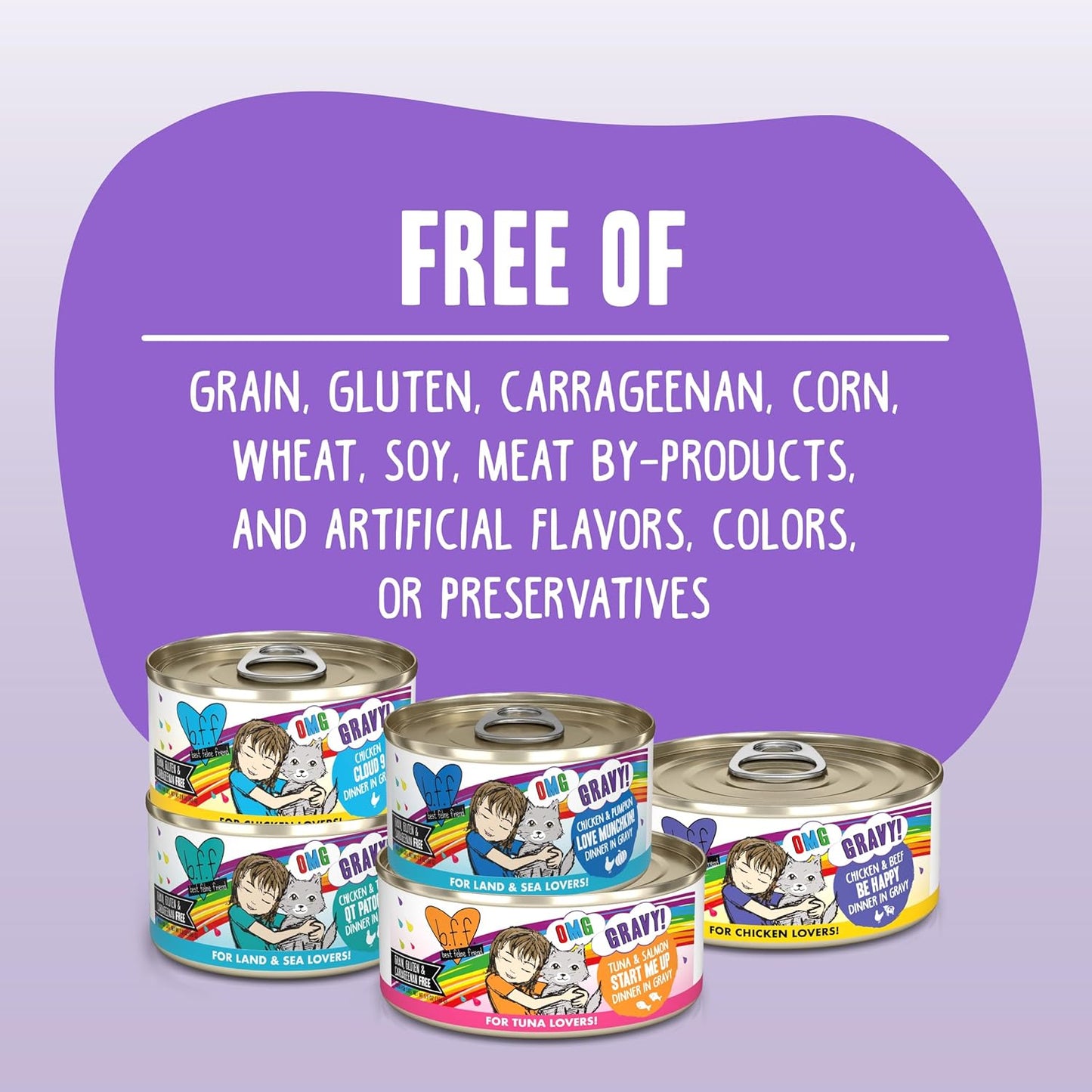 Weruva B.F.F. OMG - Best Feline Friend Oh My Gravy!, Chicken & Beef Be Happy with Chicken & Beef in Gravy, 2.8oz Can (Pack of 12)