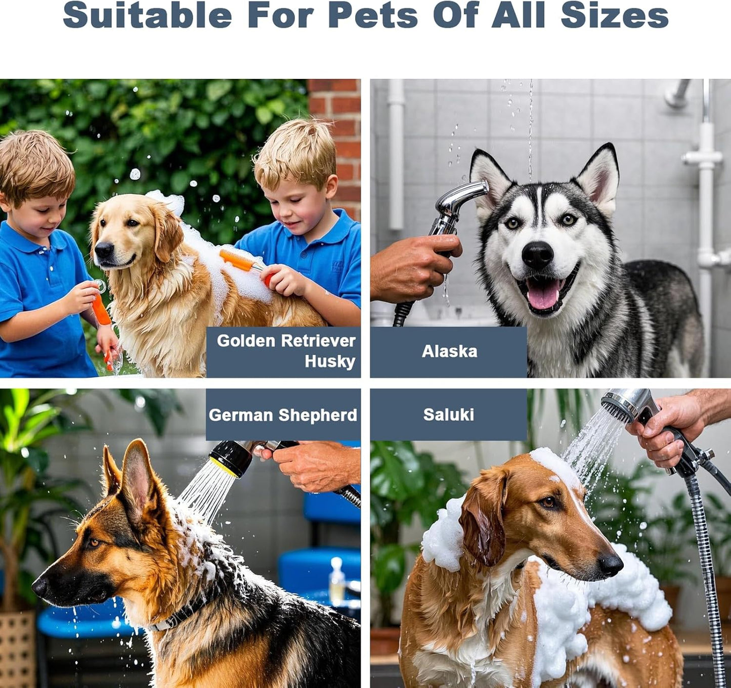 50" Pet Dog Bathing Station, Stainless Steel Dog Bathtub W/Ramp, Floor Grate, Dog Bath Brush, Washing Gloves for Home, Professional Dog Washing Station for Pets (50 Inch Left Door)