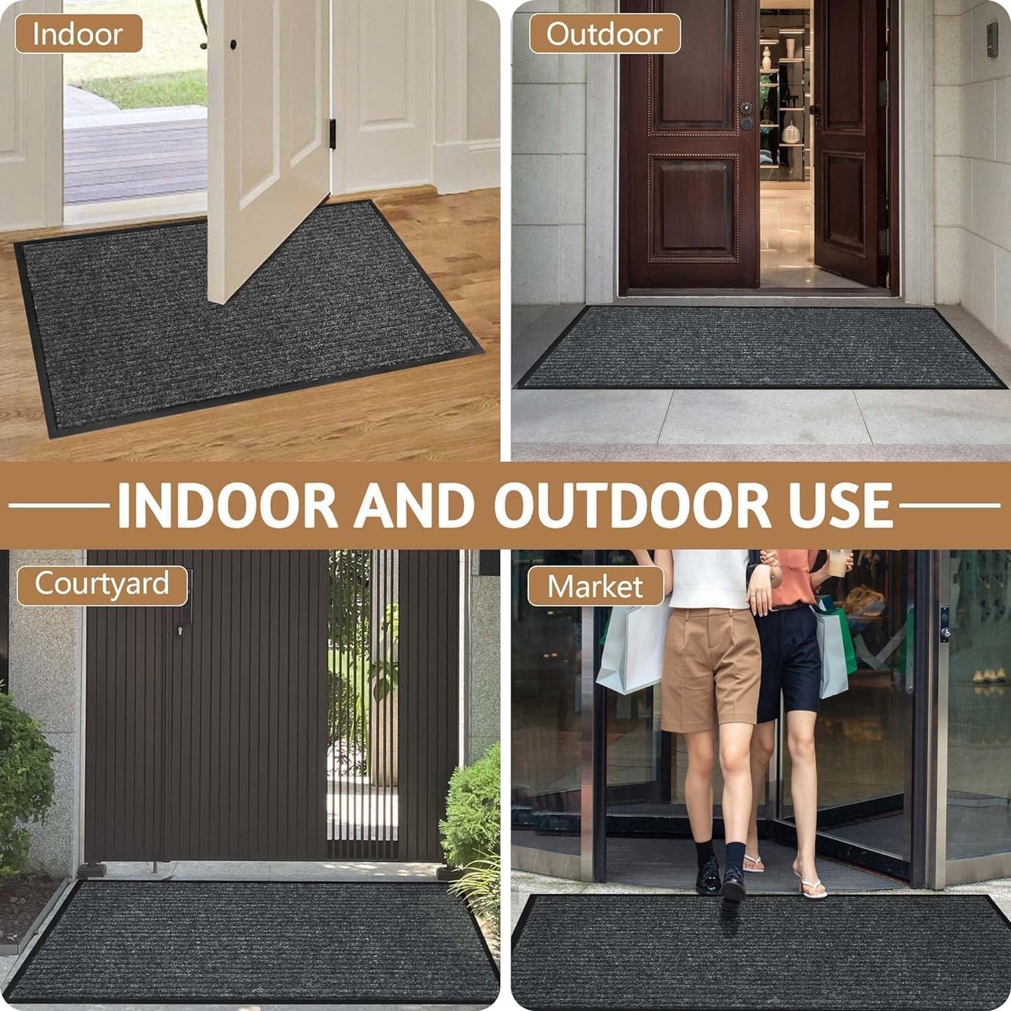 Front Door Mat Outside Entrance, 120" x 36" Sturdy Indoor Outdoor Mats for Entryway, Low Profile Welcome Doormat for Home Entrance, Non Slip Shoe Scraper Mat, Ideal for High Traffic Area