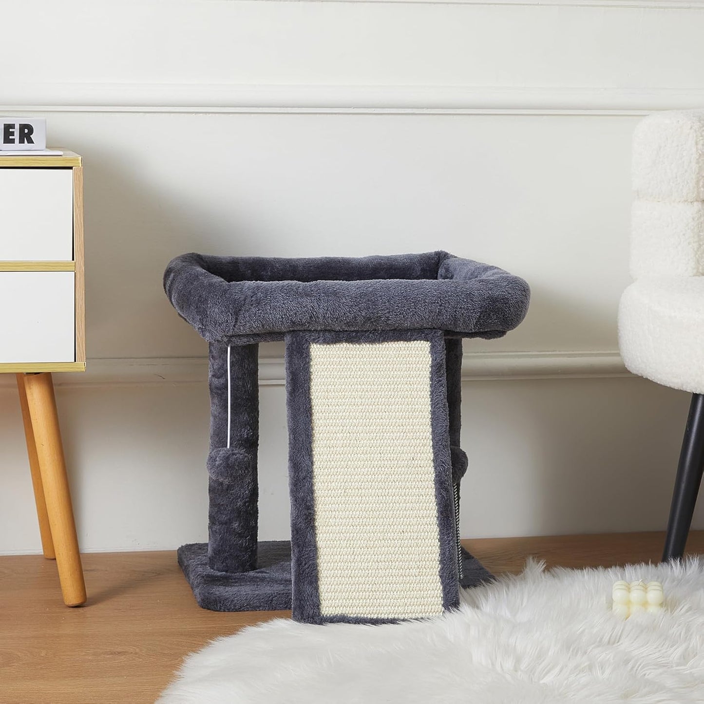 17.7-inch Small Cat Tree Tower with Scratching Post for Indoor Cats,Grey