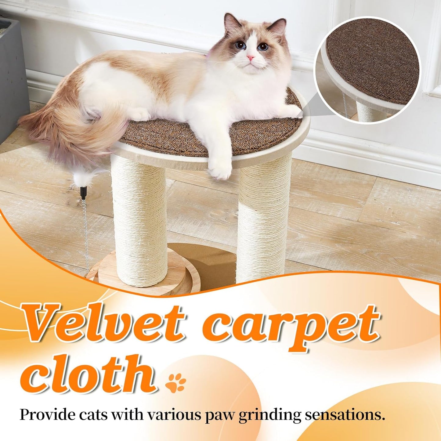 Wood Cat Tree Tower with Scratching Posts โ Handmade Cat Condo for Indoor Cats โ Cat Scratcher & Resting Platform โ Stable & Stylish Cat Furniture