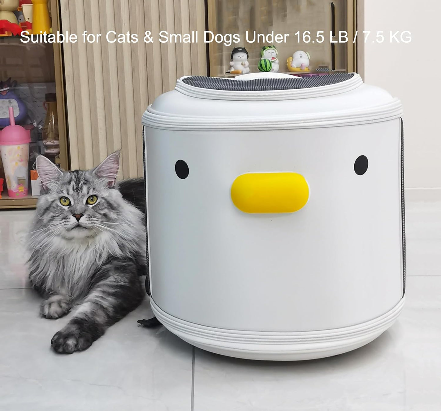 PURROOM Cat Carrier Backpack, Pet Backpacks for Carrying Small Dogs, Cute Design. Upper Cover & Side Ventilation Soft Mesh & Safety Straps. Used for Travel, Hiking, Car, Go to Vet, Outdoor.