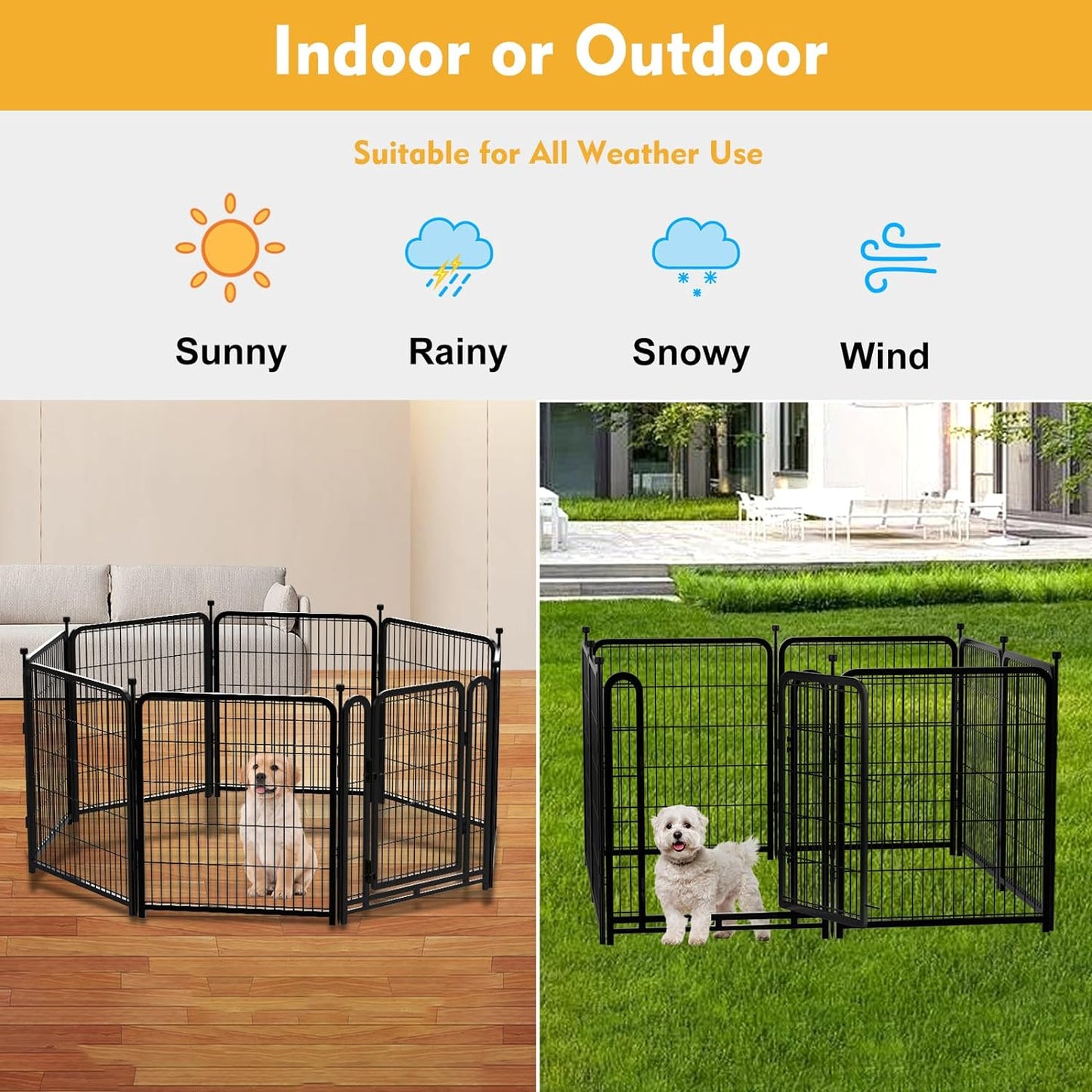 Tall Garden Fence, 36 in(H) 10 Panels Dog Fence Outdoor for Yard, Metal Dog Pen Heavy Duty Pet Puppy Exercise Pen for Rv Camping Garden Yard, Medium/Large Pets Fence Total 22.1 Ft(L)