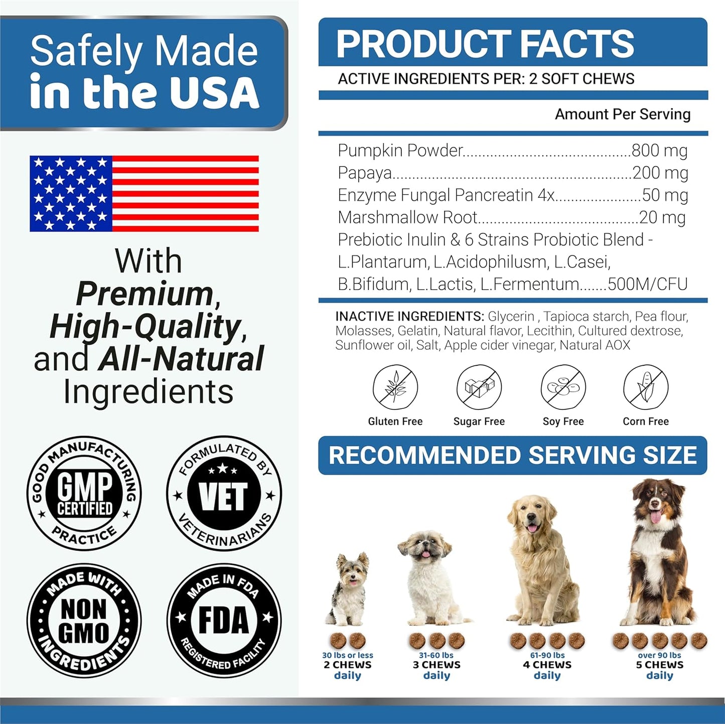 Probiotics for Dogs and Digestive Enzymes - 170 Dog Probiotics Chews - Dog Probiotic - Anti Diarrhea, Upset Stomach & Gas Relief, Canine Prebiotic - Pet Fiber Supplement - Bacon Flavor