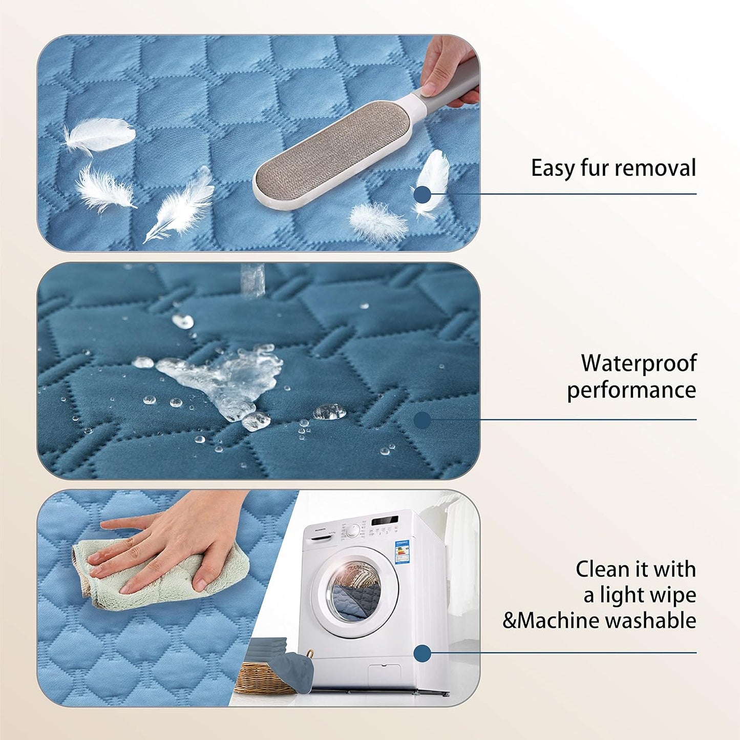 gogobunny 100% Double-Sided Waterproof Dog Bed Cover Pet Blanket Sofa Couch Furniture Protector for Puppy Large Dog Cat, Reversible (32x53 Inch (Pack of 1), Dark Blue/Light Blue)